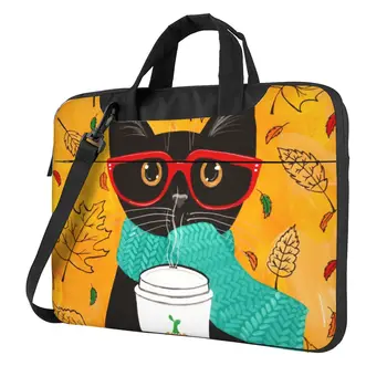Сумка для ноутбука с тыквенным кофейным котом Happy Halloween для Macbook Air Pro Lenovo, милый дорожный чехол 13 14 15 15,6 Чехол