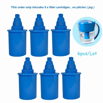Упакуйте 6 шт. синего сменного фильтрующего картриджа для 3,5-литрового кувшина с фильтром для щелочной воды, кувшина с фильтром для минерального подщелачивания воды