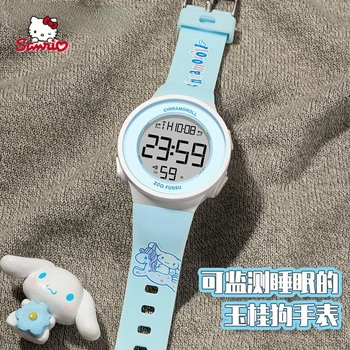 Смарт-часы Hello Kitty для студенток, многофункциональные спортивные водонепроницаемые светящиеся резиновые Электронные часы с USB-зарядкой