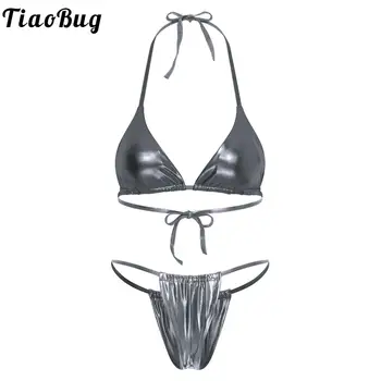 Женский комплект бикини, купальник из двух частей, Сексуальный купальник с треугольной завязкой сбоку, купальный костюм для серфинга, пляжная одежда