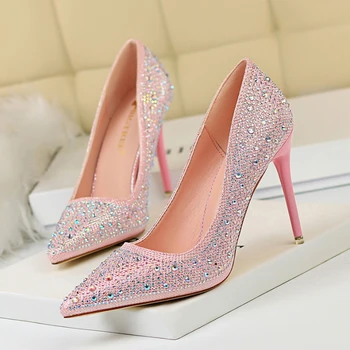 Модные Женские туфли-лодочки, Офисная обувь, Элегантные свадебные туфли на высоком тонком каблуке 7 см с острым носком, женские вечерние туфли на каблуке
