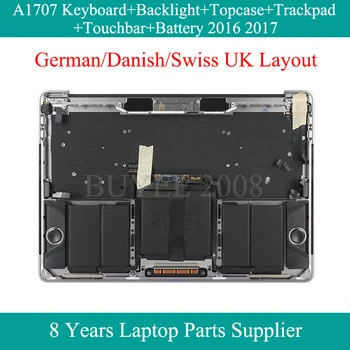 Подлинная немецкая датская швейцарская раскладка ЕС Великобритания Клавиатура для Macbook Pro A1706 Topcase Подсветка клавиатуры Трекпад сенсорная панель Аккумулятор