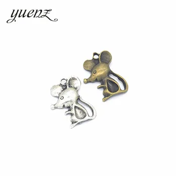 YuenZ 7 шт Античный Серебряный цвет мышь Шарм подходит для стильных Браслетов Ожерелье DIY Изготовление Металлических ювелирных изделий 23*17 мм D9171