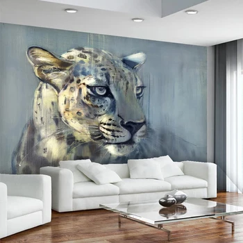 Пользовательские Фотообои 3D Леопардовая масляная живопись Фрески Гостиная Детская спальня Столовая Креативный художественный фон Обои 3D
