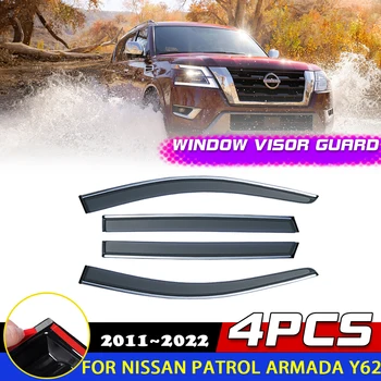 Козырек на Окна для Nissan Patrol Royale Armada Y62 2011 ~ 2022 Вентиляционные Дверные Тенты От Дождя Для Бровей, Отражающая Дым Наклейка, Аксессуары