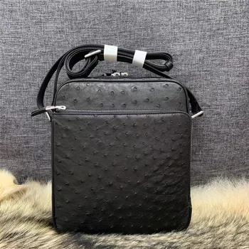 Экзотический Мужской Маленький повседневный кошелек из натуральной кожи страуса, сумка через плечо из натуральной кожи, мужская сумка-мессенджер для отдыха